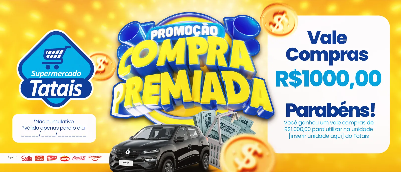 Vale Compras da Promoção Compra Premiada do Supermercado Tatais